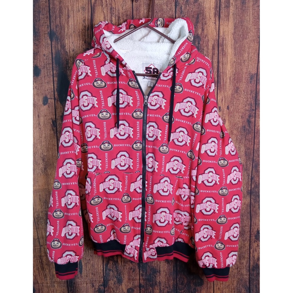 G-III 58 Sports Ohio State Buckeyes Sherpa Lined Full Zip Hoodie Mens XL Redβ